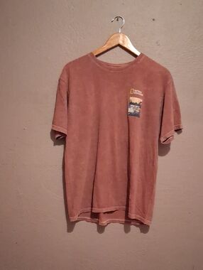 National Geographic Rust Brown Short Sleeve Button-Down Casual Shirt
